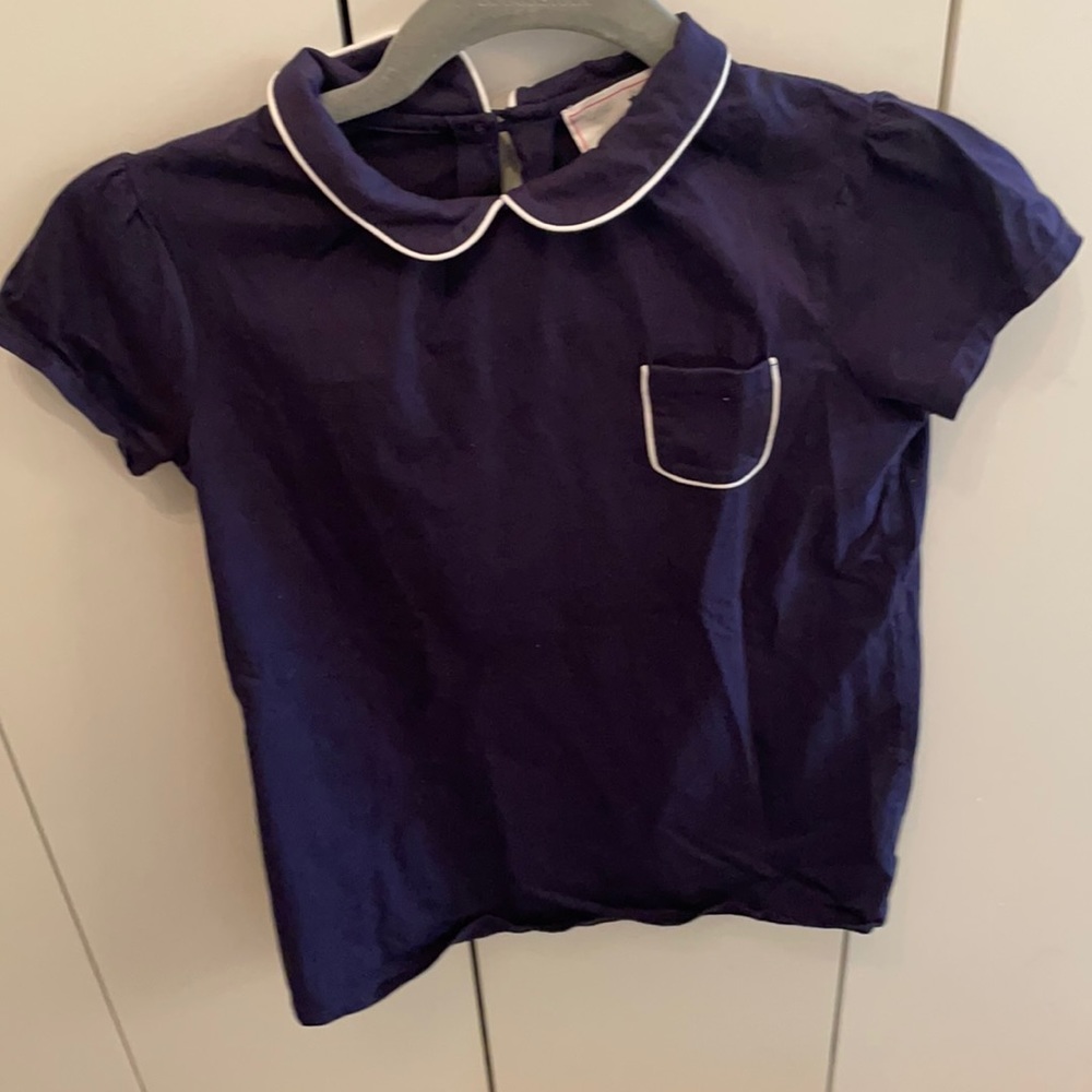 Navy blue with collar short sleeve shirt
